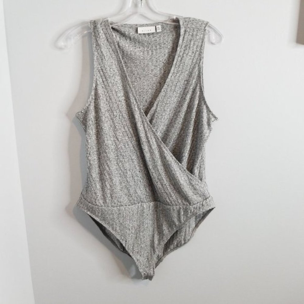 K/Lab gray wrap bodysuit snap crotch XL